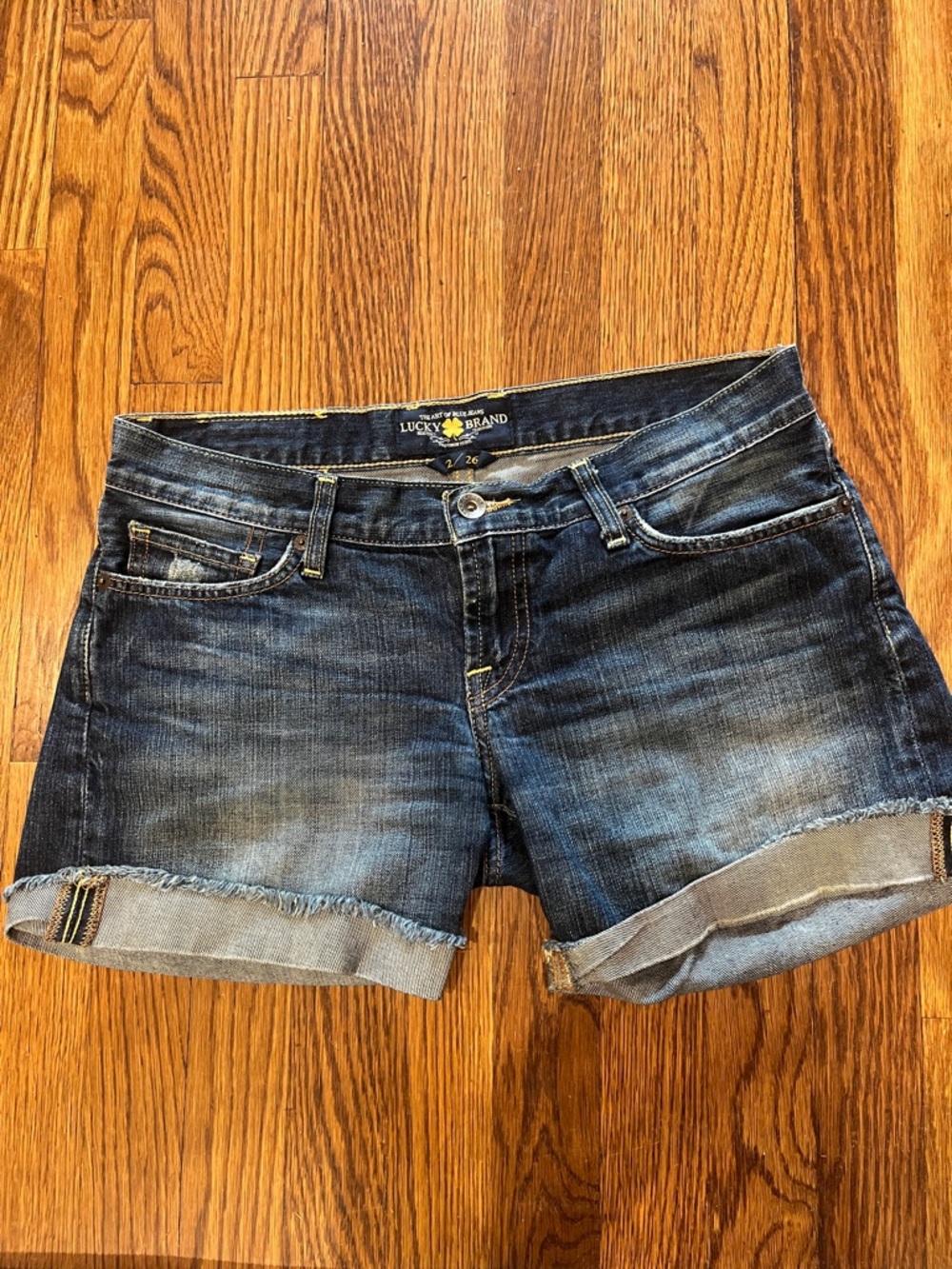 Lucky Brand Dark Blue Rolled Cuff Denim Shorts